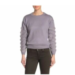 NWT Michelle Nicole Faux Fur Sleeve Sweater GREY S